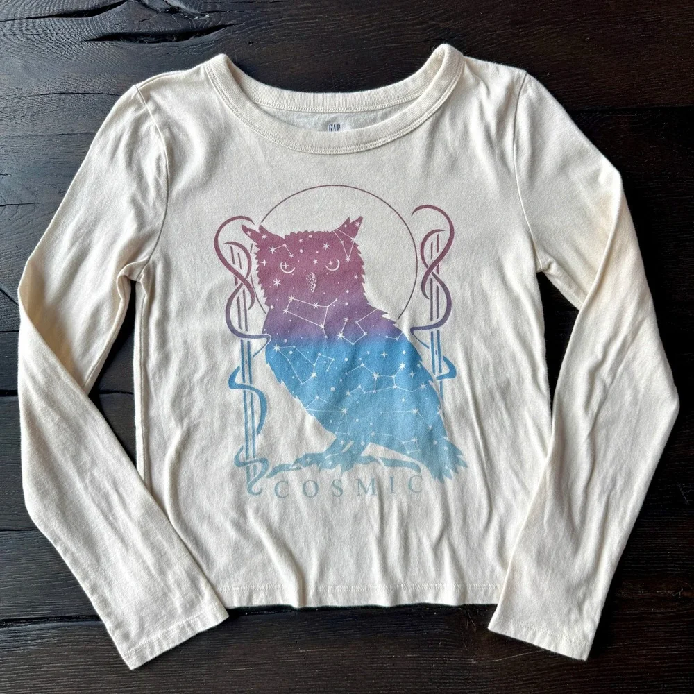 Gap Kids Girls Lot of 3‎ Long Sleeve Graphic Tees L 10 Organic Cotton Goth Fairy